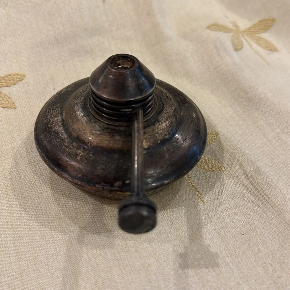 Vintage Metal Miniature / Mini / Small / Handheld / Travel / Camping Oil Lamp.